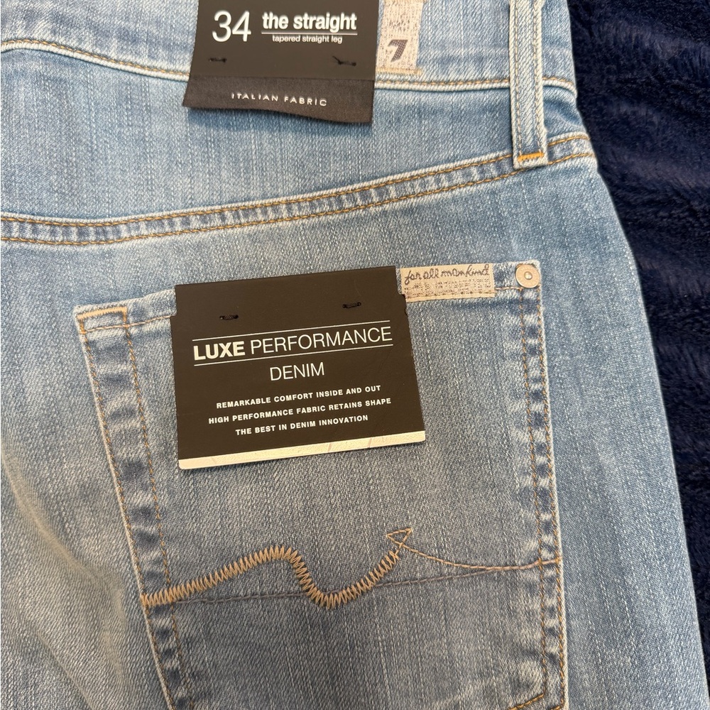 7 For All Mankind Men's Denim Blue Straight Jeans